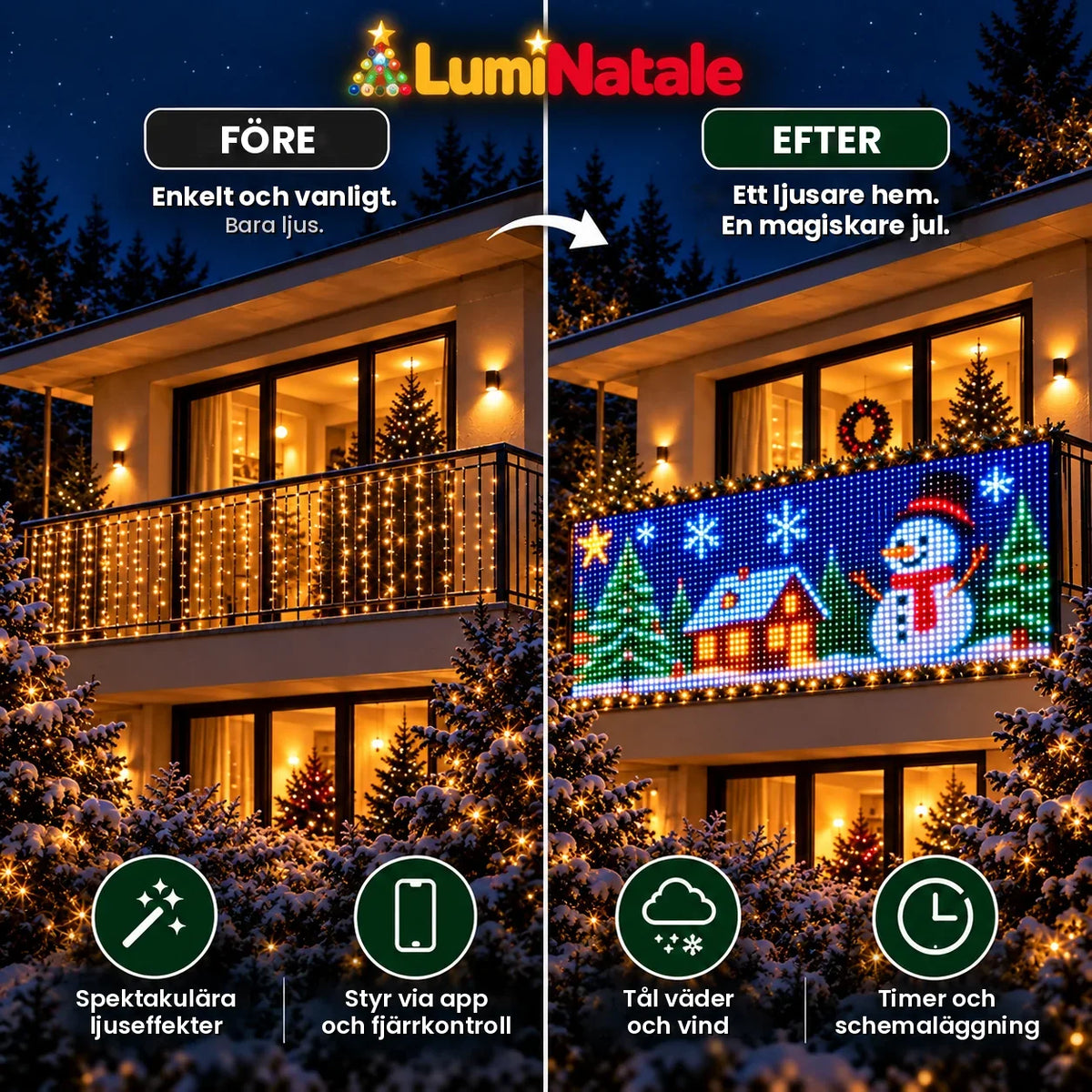 LumiNatale – animerad LED-gardin för balkongen, med app [sv]
